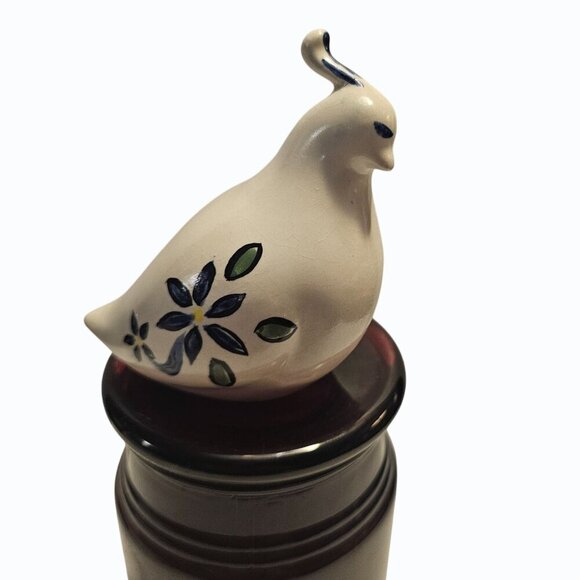 Vintage Artist Signed Dated Ceramic Pottery Bird Quail Floral - Picture 1 of 13